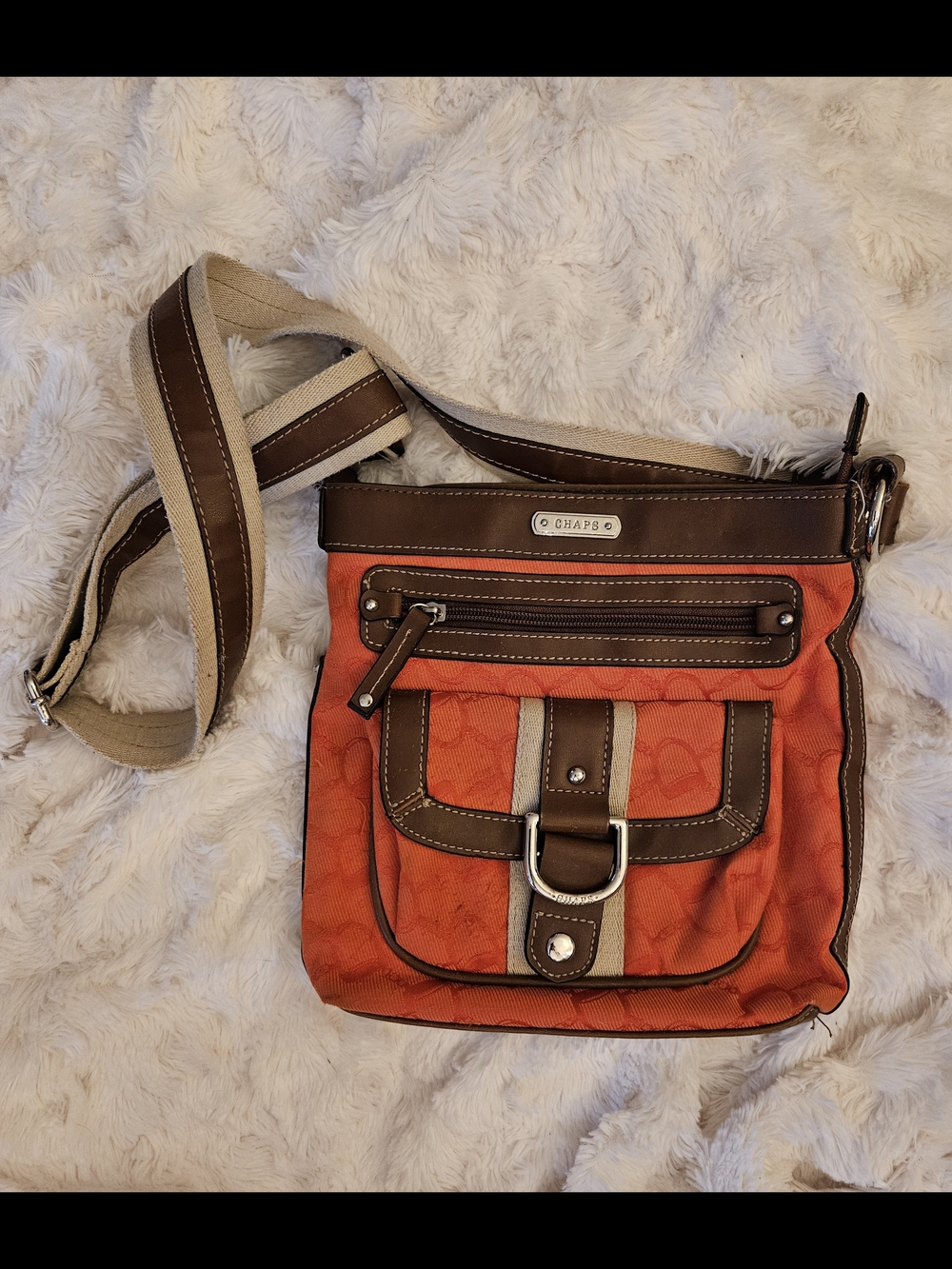 Chaps Orange and Brown Crossbody Bag
